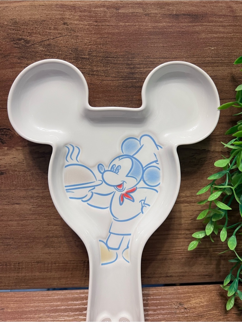 DISNEY PARKS MICKEY MOUSE CERAMIC EARS SPOON REST BLUE/WHITE "CHEF MICKEY” - Picture 5 of 8